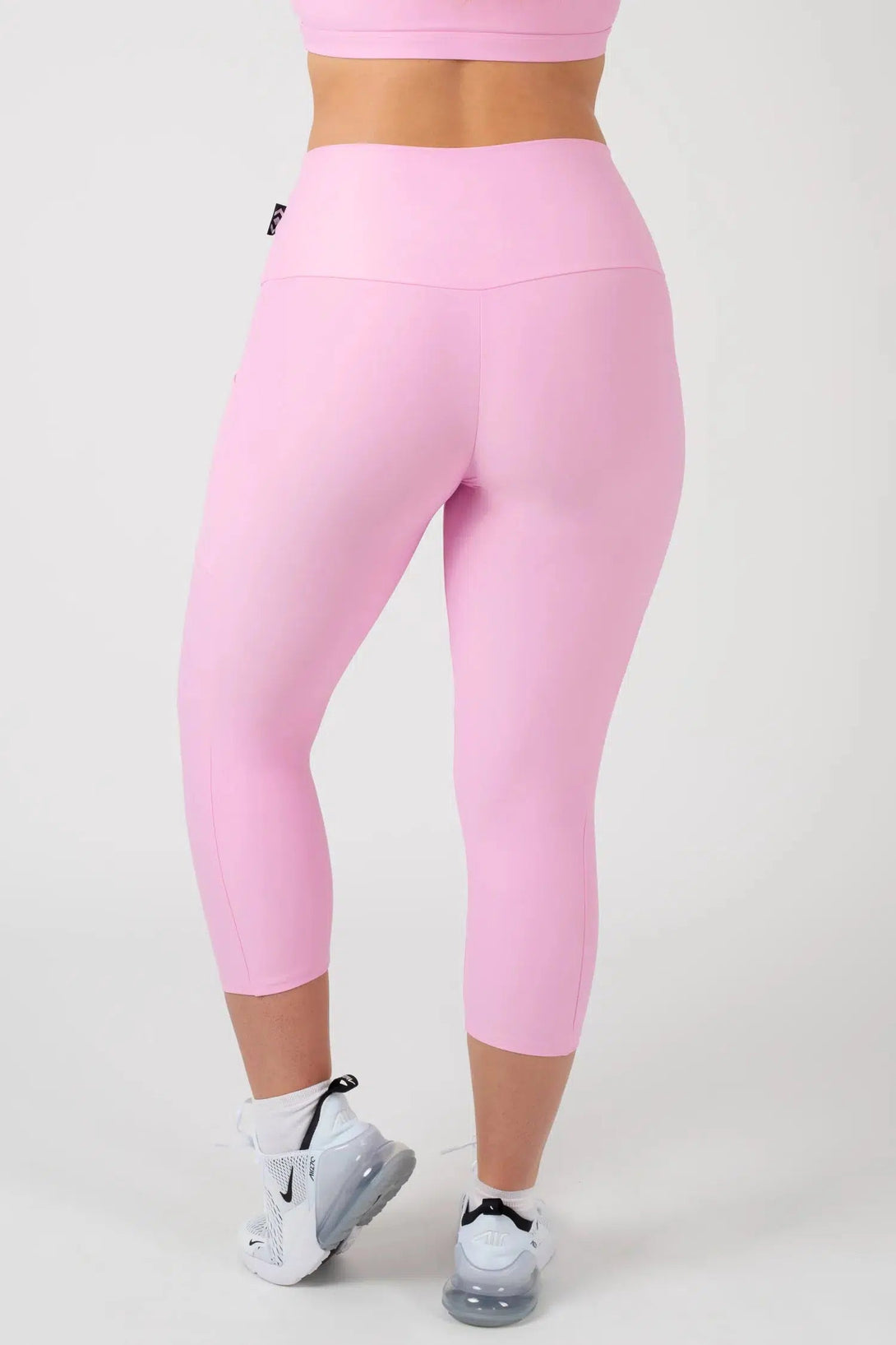 Performance Panel Pocket High Waisted Capri Leggings - Pastel Pink-Activewear-Exoticathletica