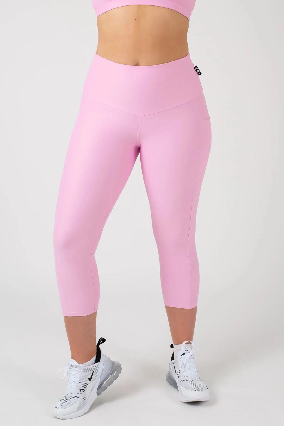 Performance Panel Pocket High Waisted Capri Leggings - Pastel Pink-Activewear-Exoticathletica