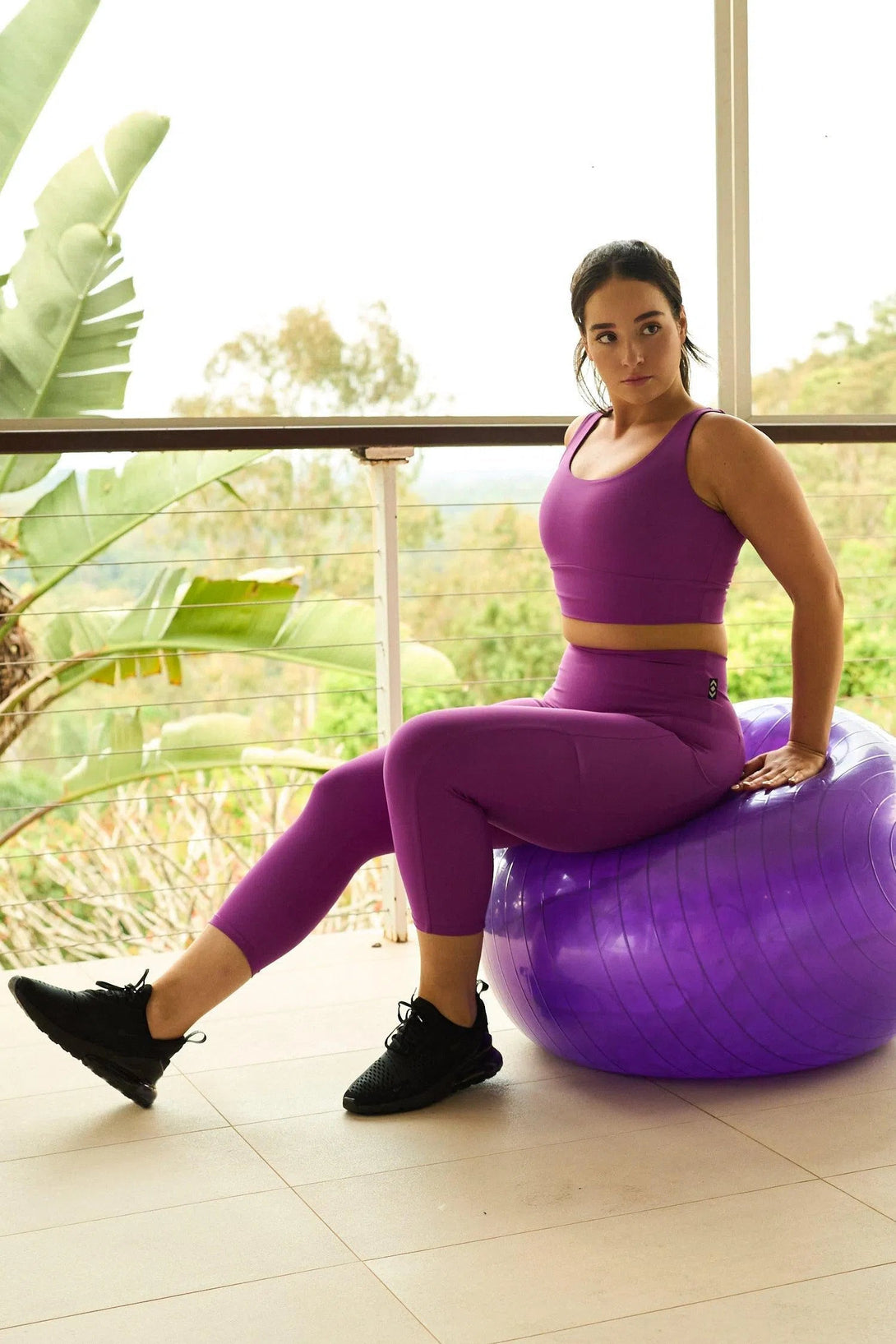 Performance Panel Pocket High Waisted Capri Leggings - Purple-9358328279464-Activewear-Exoticathletica