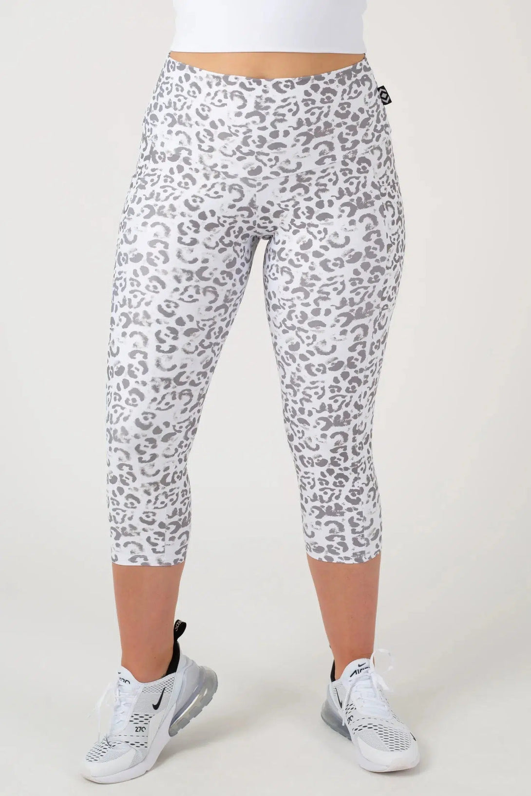 Performance Panel Pocket High Waisted Capri Leggings - Snow Jag-Activewear-Exoticathletica