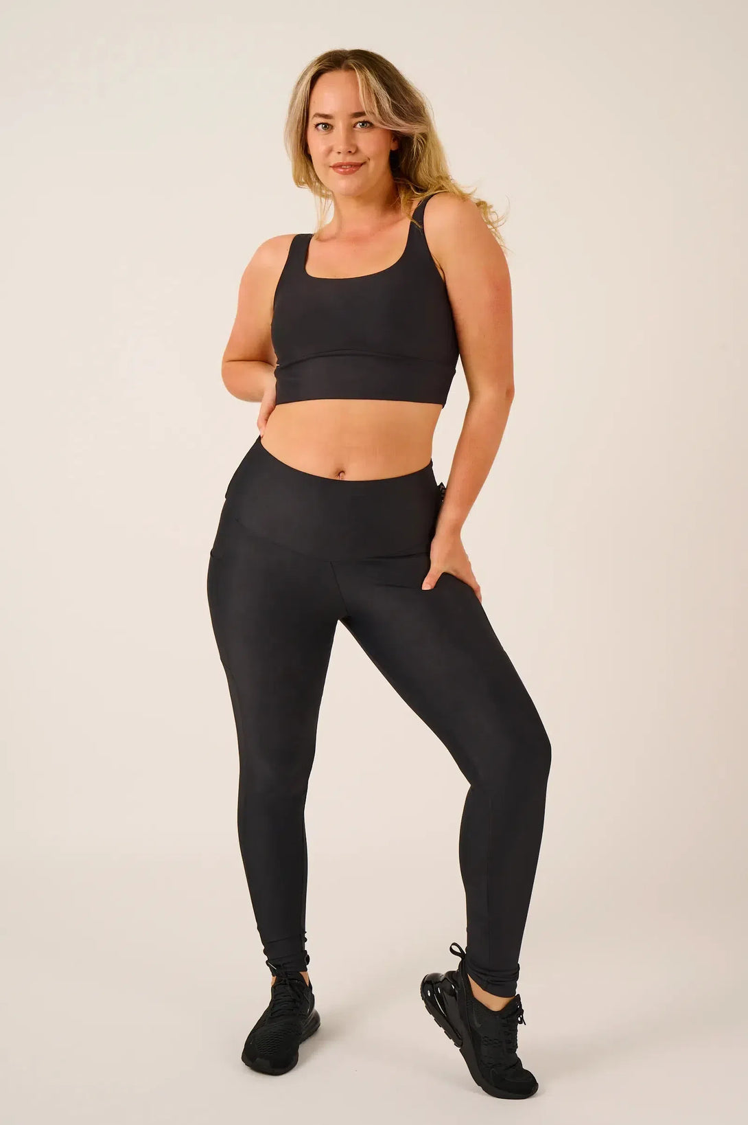 Performance Panel Pocket High Waisted Leggings - Black-Activewear-Exoticathletica