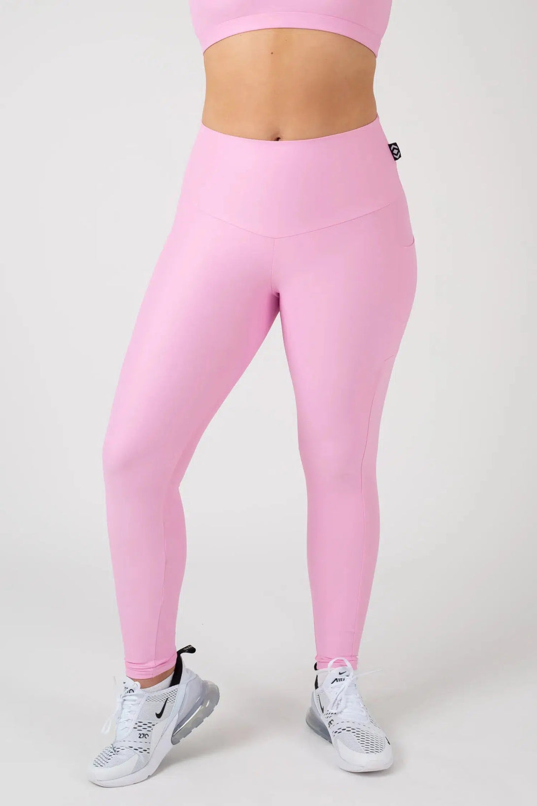 Performance Panel Pocket High Waisted Leggings - Pastel Pink-9358328376422-Activewear-Exoticathletica