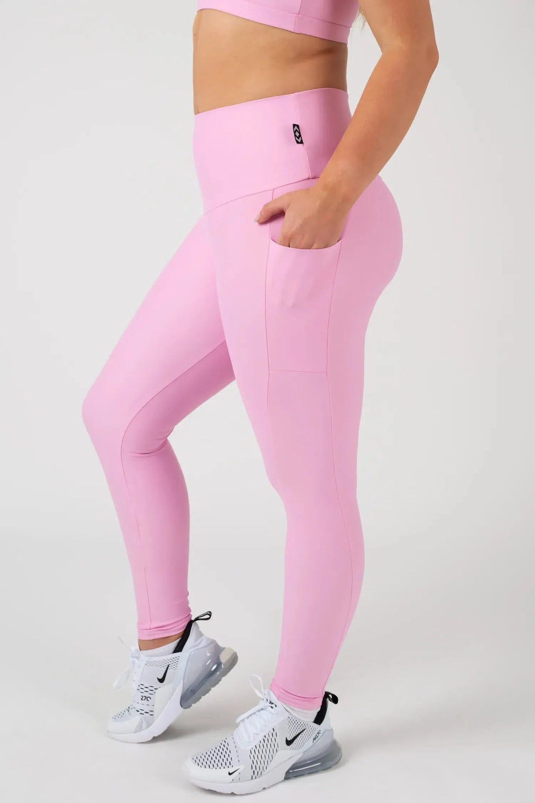 Performance Panel Pocket High Waisted Leggings - Pastel Pink-Activewear-Exoticathletica