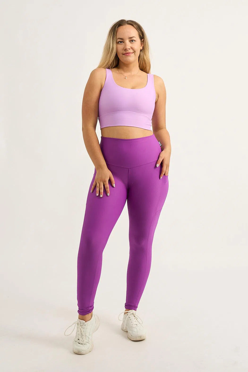 Performance Panel Pocket High Waisted Leggings - Purple-Activewear-Exoticathletica