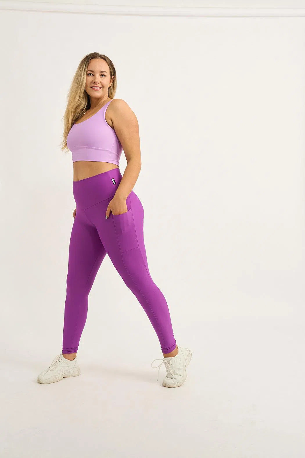 Performance Panel Pocket High Waisted Leggings - Purple-Activewear-Exoticathletica