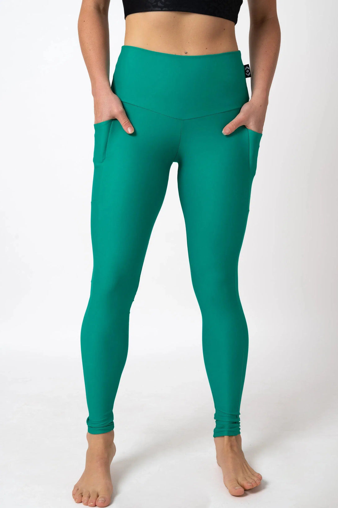 Performance Panel Pocket High Waisted Leggings - Seafoam Green-Activewear-Exoticathletica