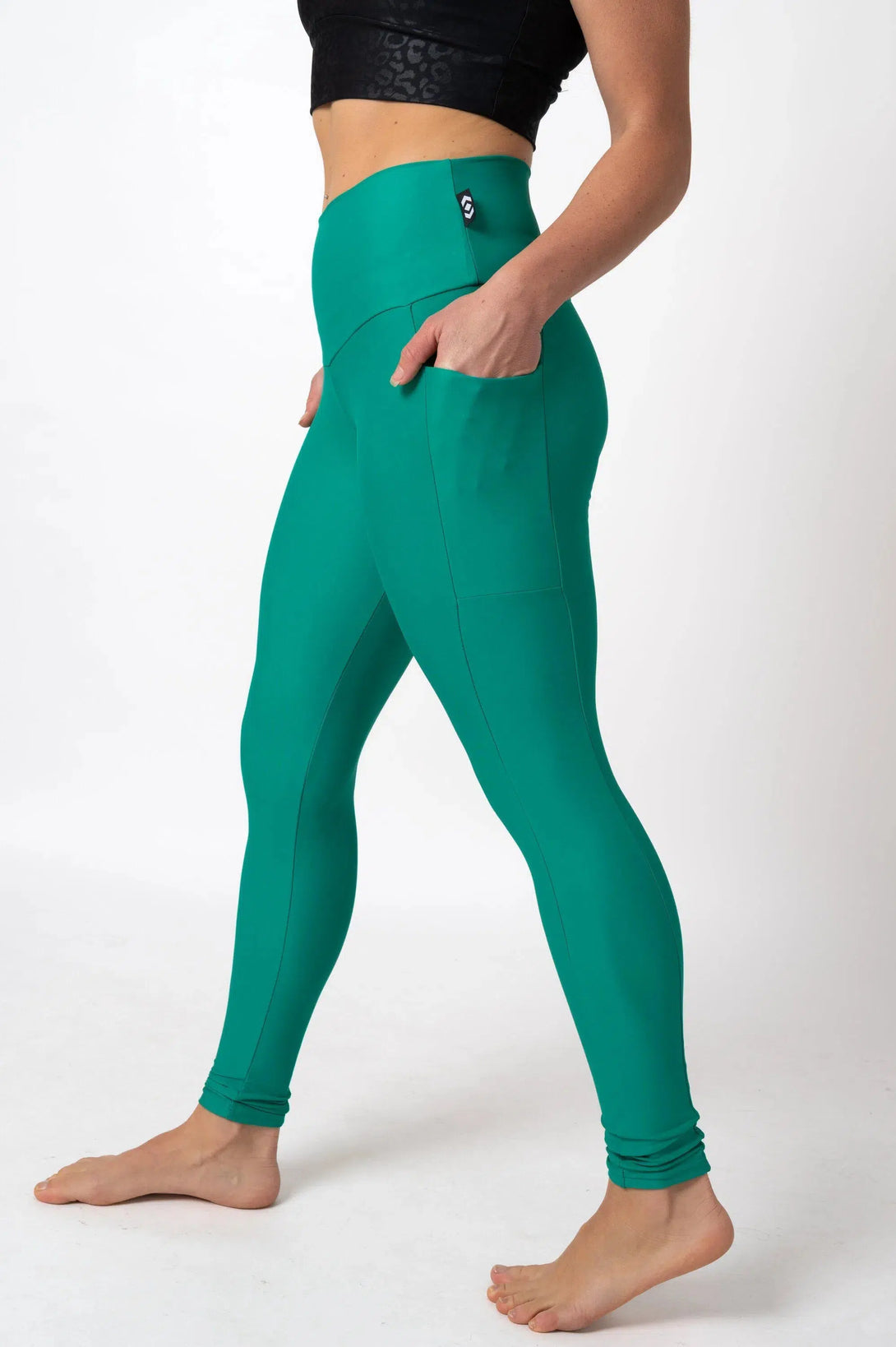 Performance Panel Pocket High Waisted Leggings - Seafoam Green-Activewear-Exoticathletica