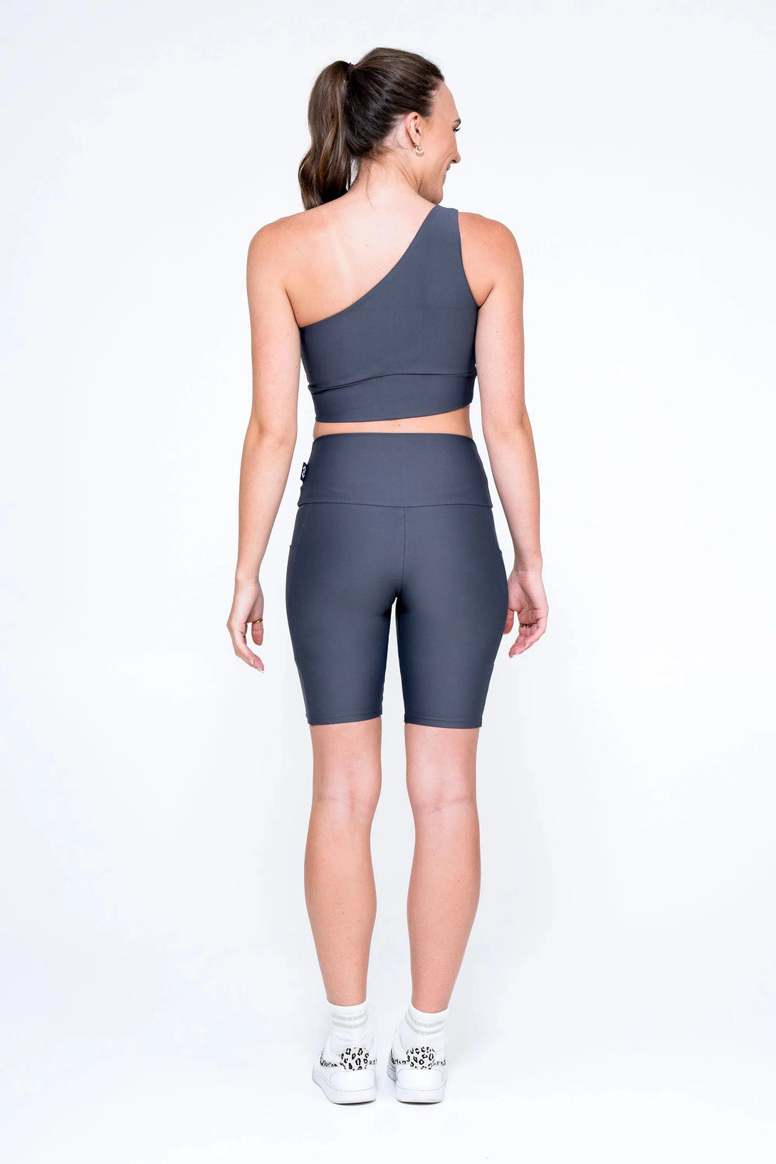 Performance Panel Pocket High Waisted Long Shorts - Mama Shark-Activewear-Exoticathletica