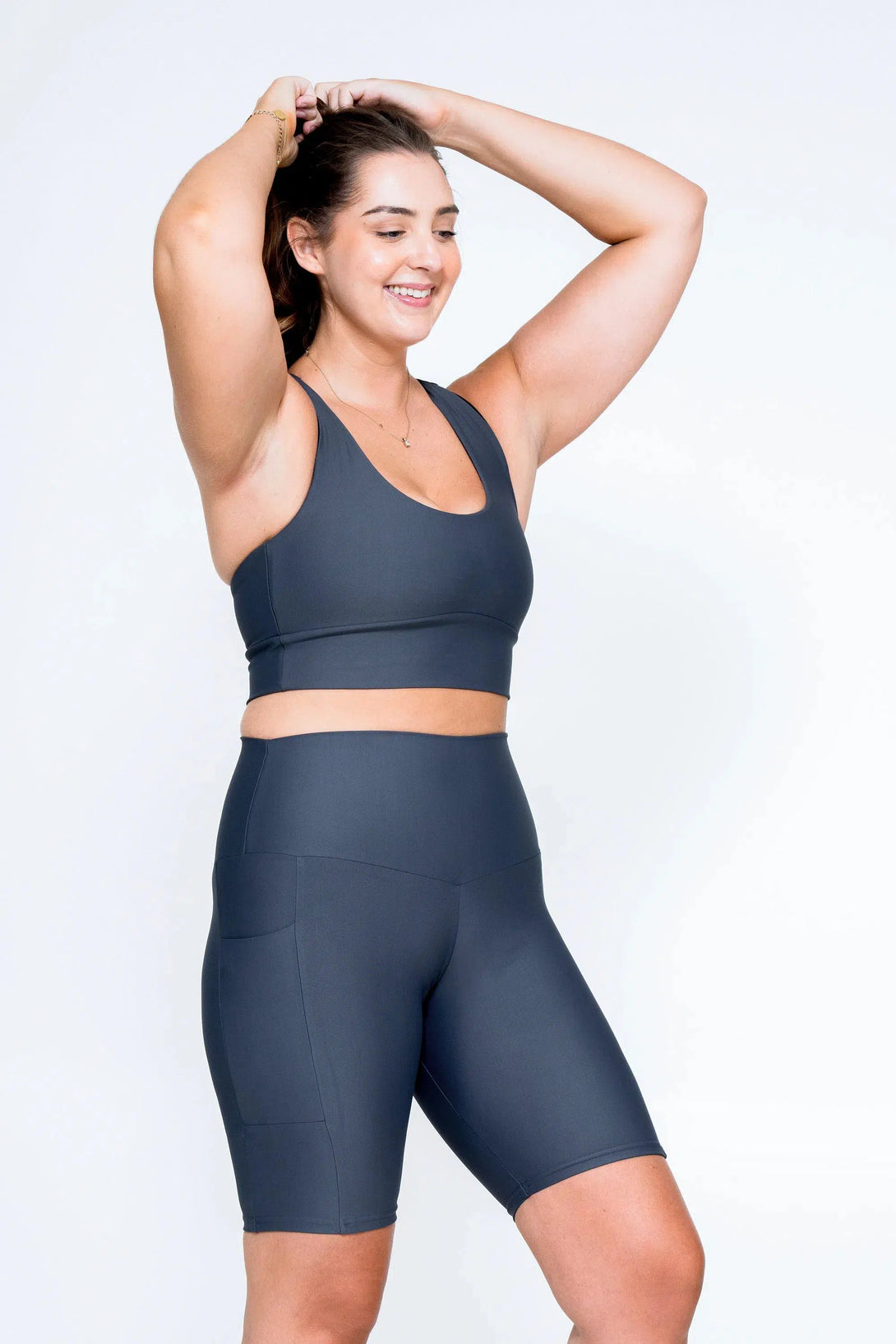 Performance Panel Pocket High Waisted Long Shorts - Mama Shark-Activewear-Exoticathletica