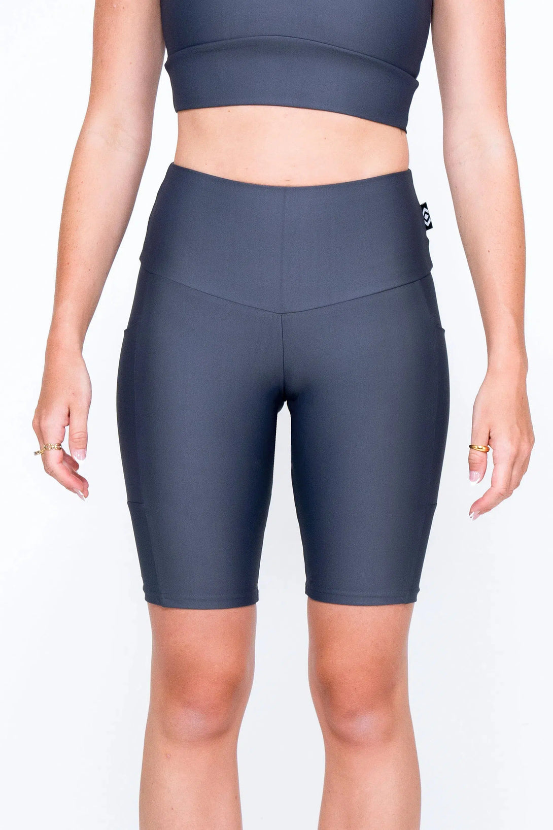 Performance Panel Pocket High Waisted Long Shorts - Mama Shark-Activewear-Exoticathletica