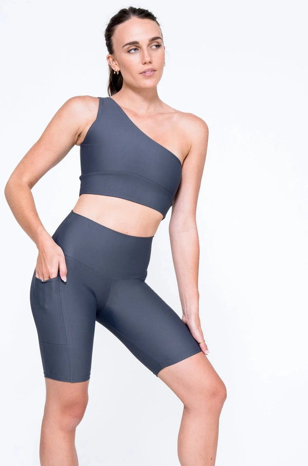 Performance Panel Pocket High Waisted Long Shorts - Mama Shark-Activewear-Exoticathletica