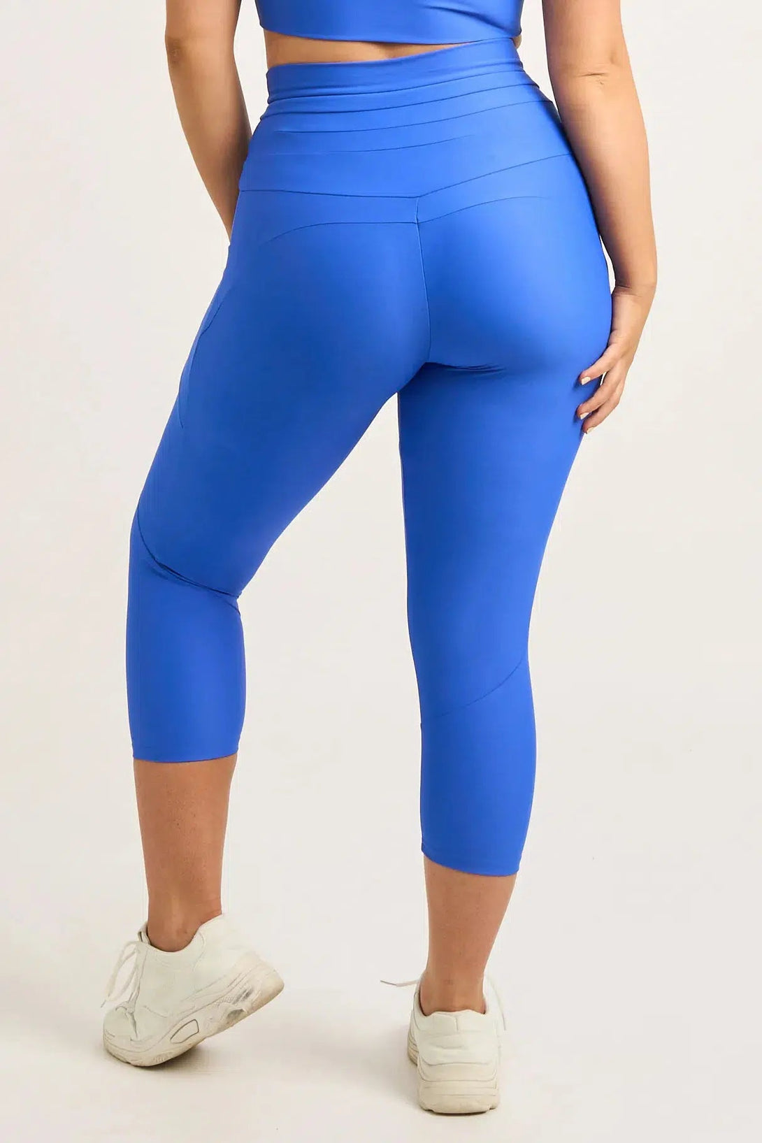 Performance Pocket Booty Shaper Drawstring Capri Leggings - Electric Blue-Activewear-Exoticathletica