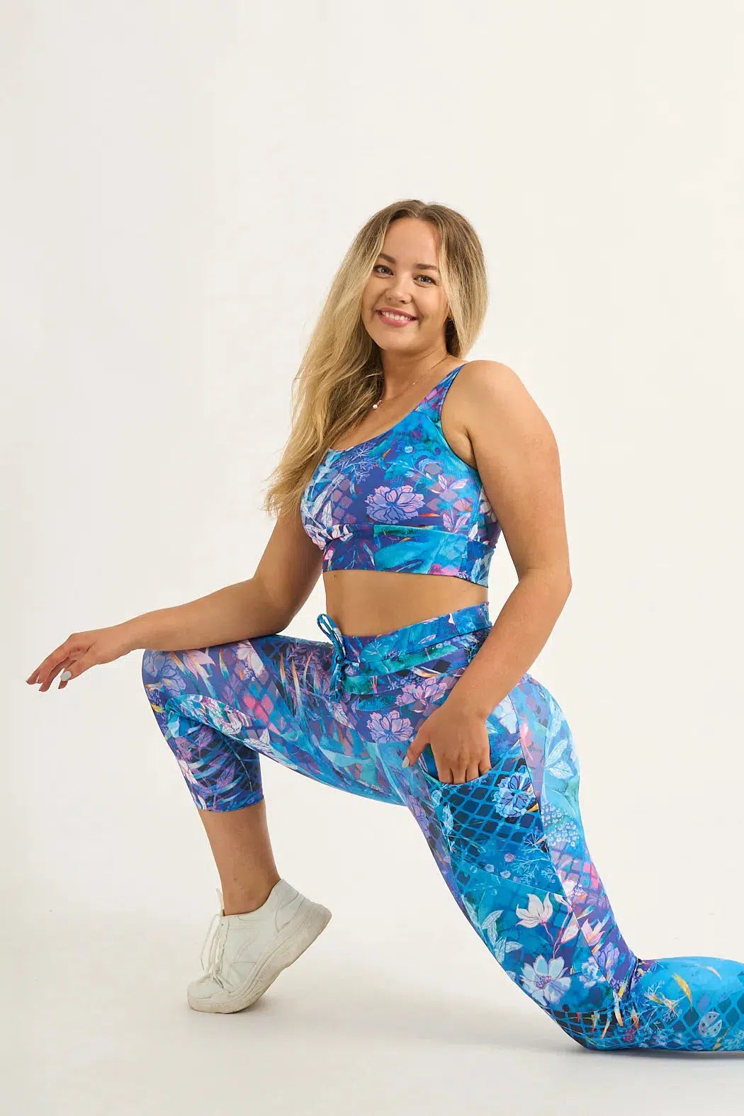 Performance Pocket Booty Shaper Drawstring Capri Leggings - Mermaid Mafia-Activewear-Exoticathletica