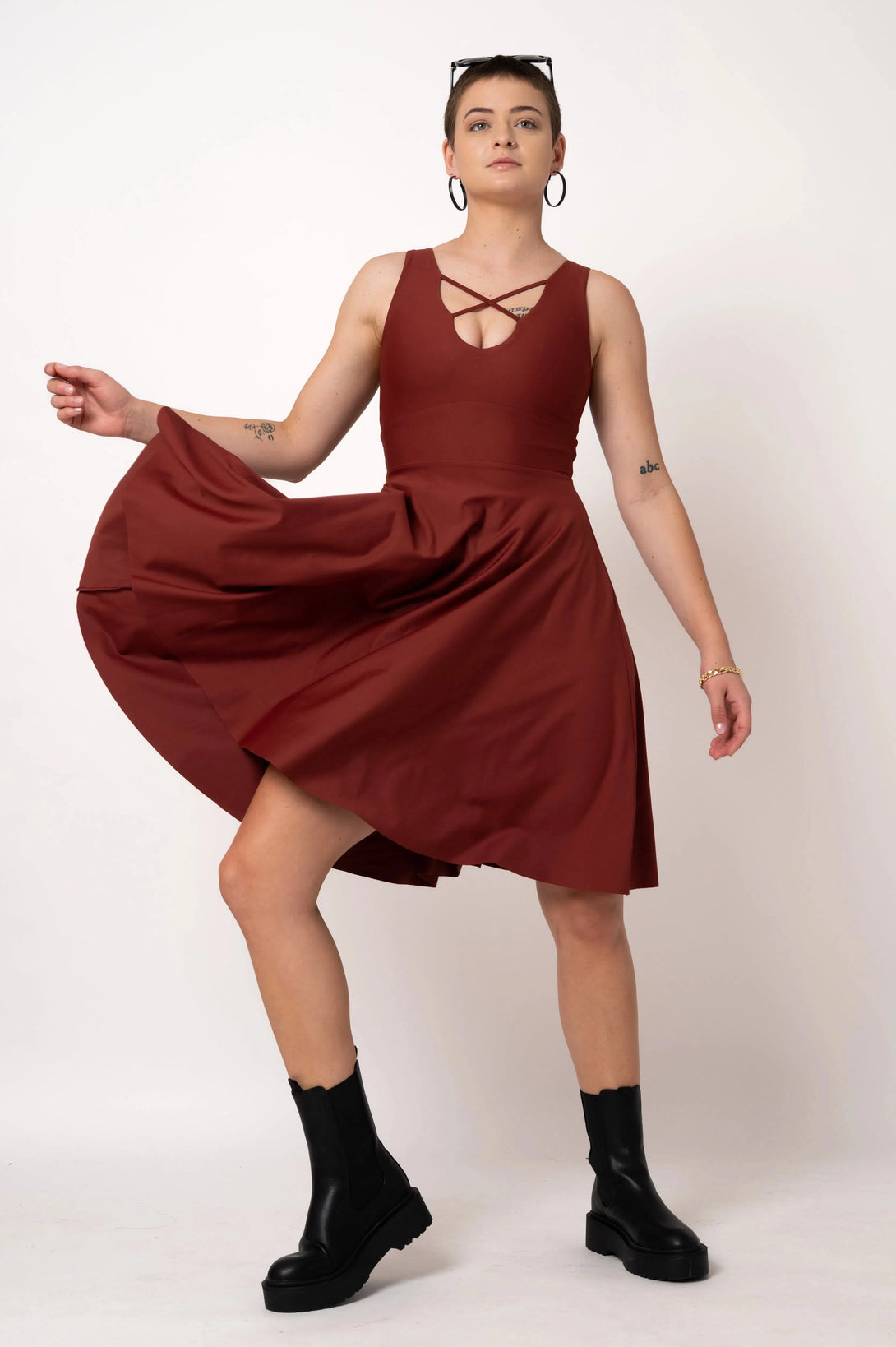 Performance Reversible Comfort Crop Midi Dress - Burnt Copper-Activewear-Exoticathletica