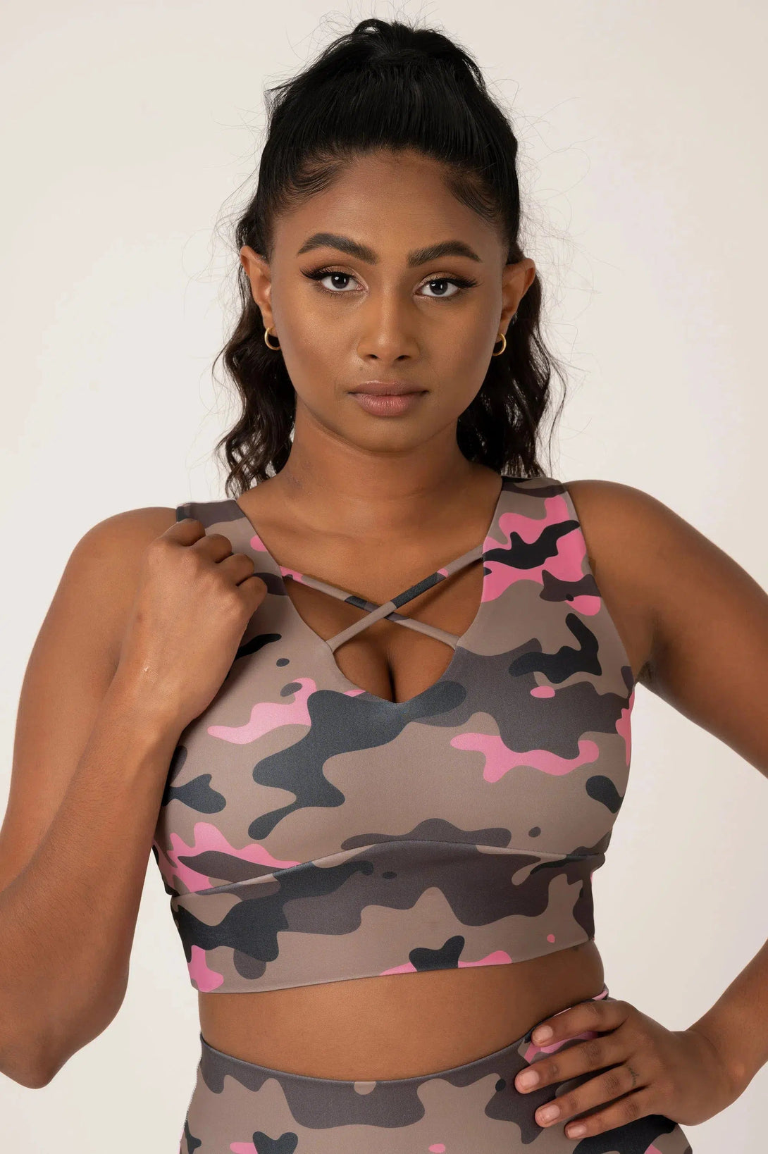 Performance Reversible Comfort Crop Top - Camo Crush Pink-Activewear-Exoticathletica