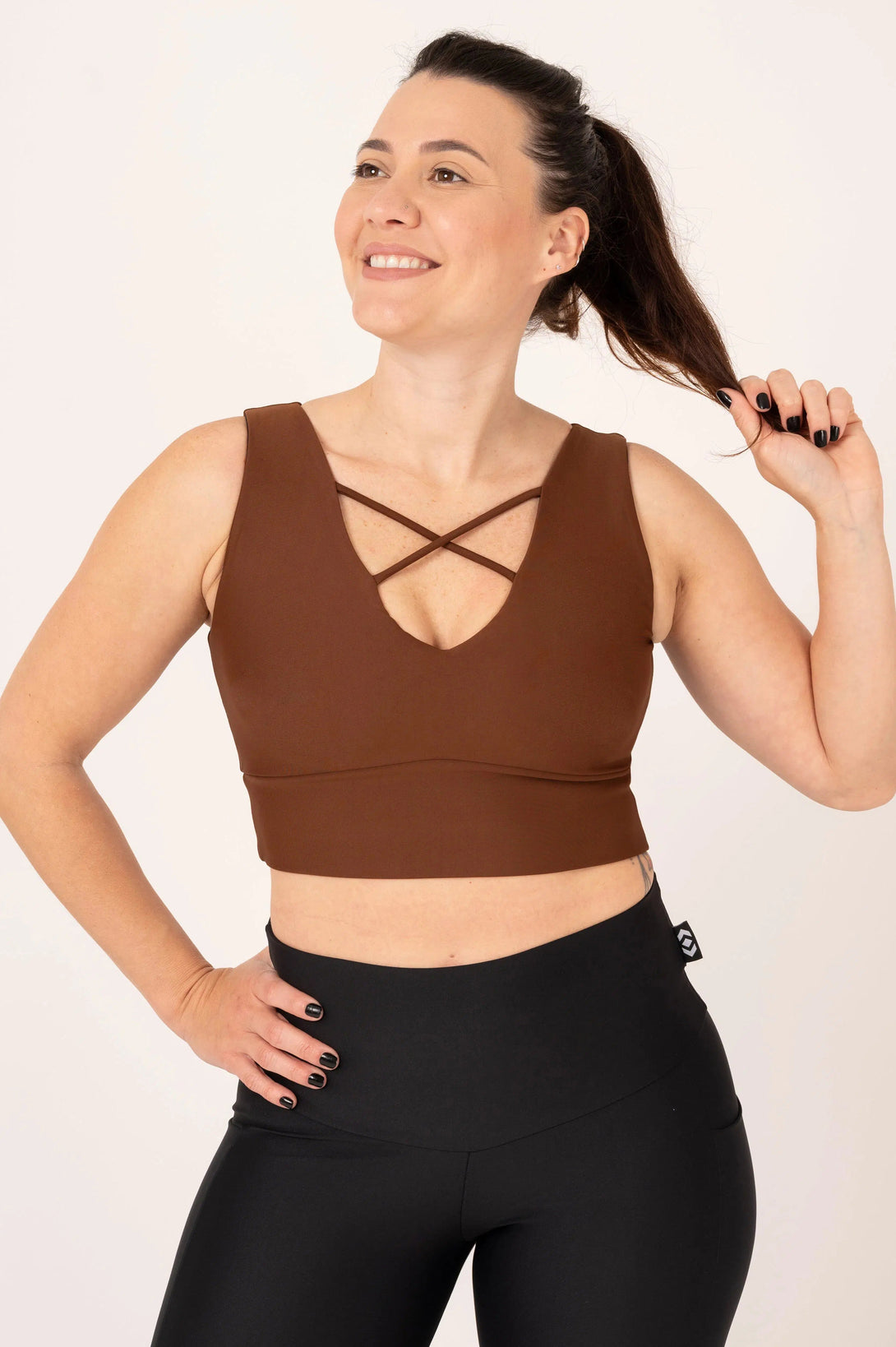 Performance Reversible Comfort Crop Top - Chocolate-Activewear-Exoticathletica