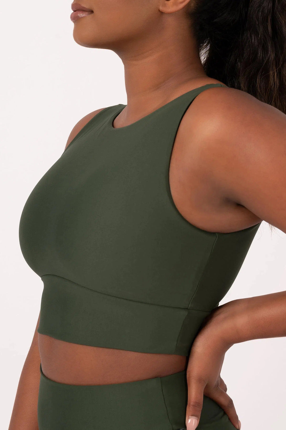 Performance Reversible Comfort Crop Top - Dark Emerald-Activewear-Exoticathletica