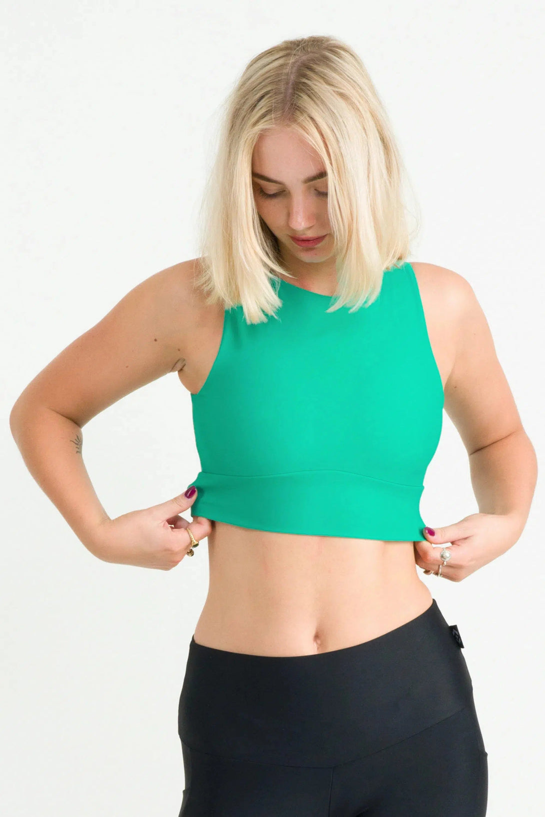 Performance Reversible Comfort Crop Top - Jade-Activewear-Exoticathletica