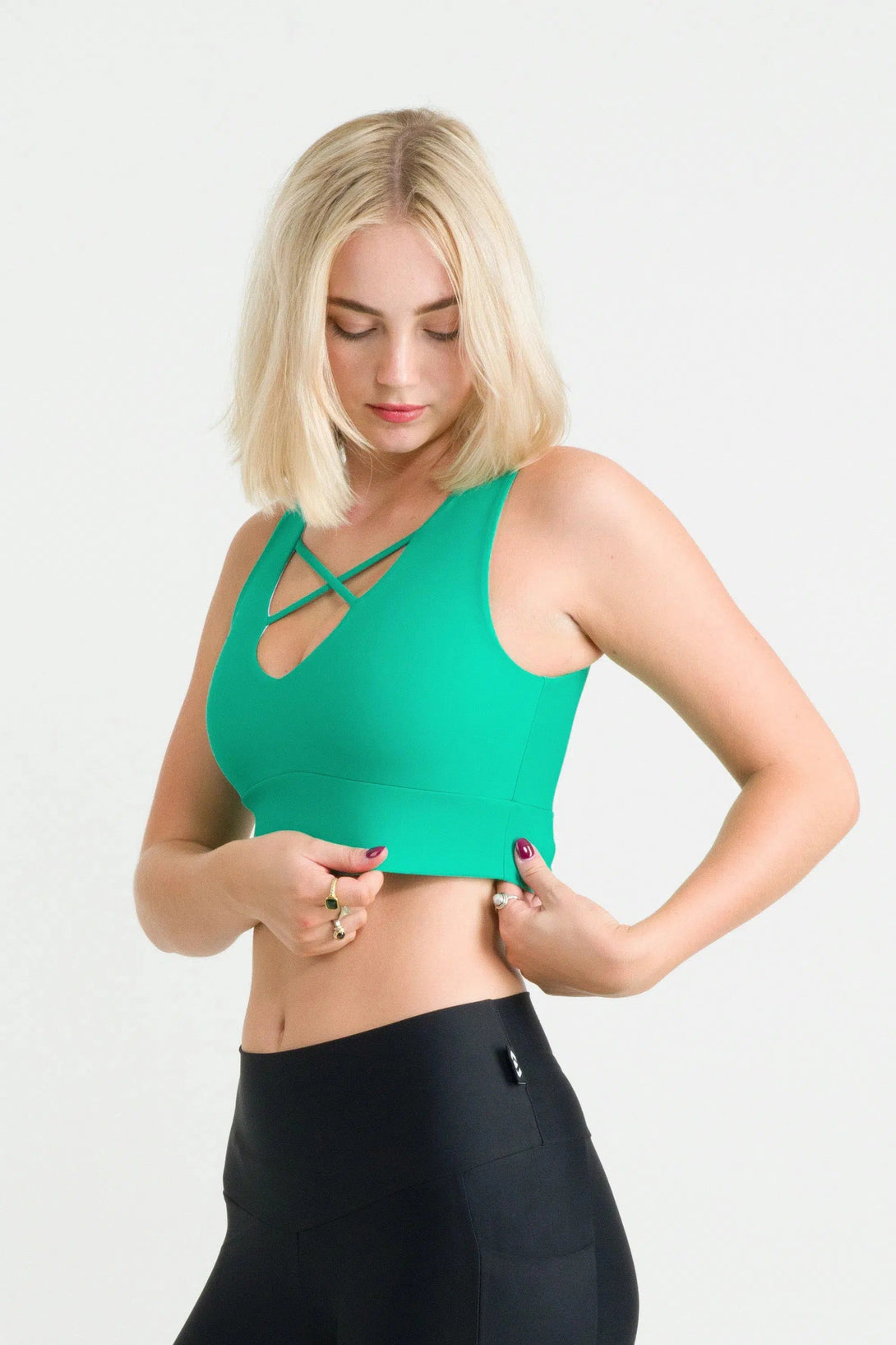 Performance Reversible Comfort Crop Top - Jade-Activewear-Exoticathletica