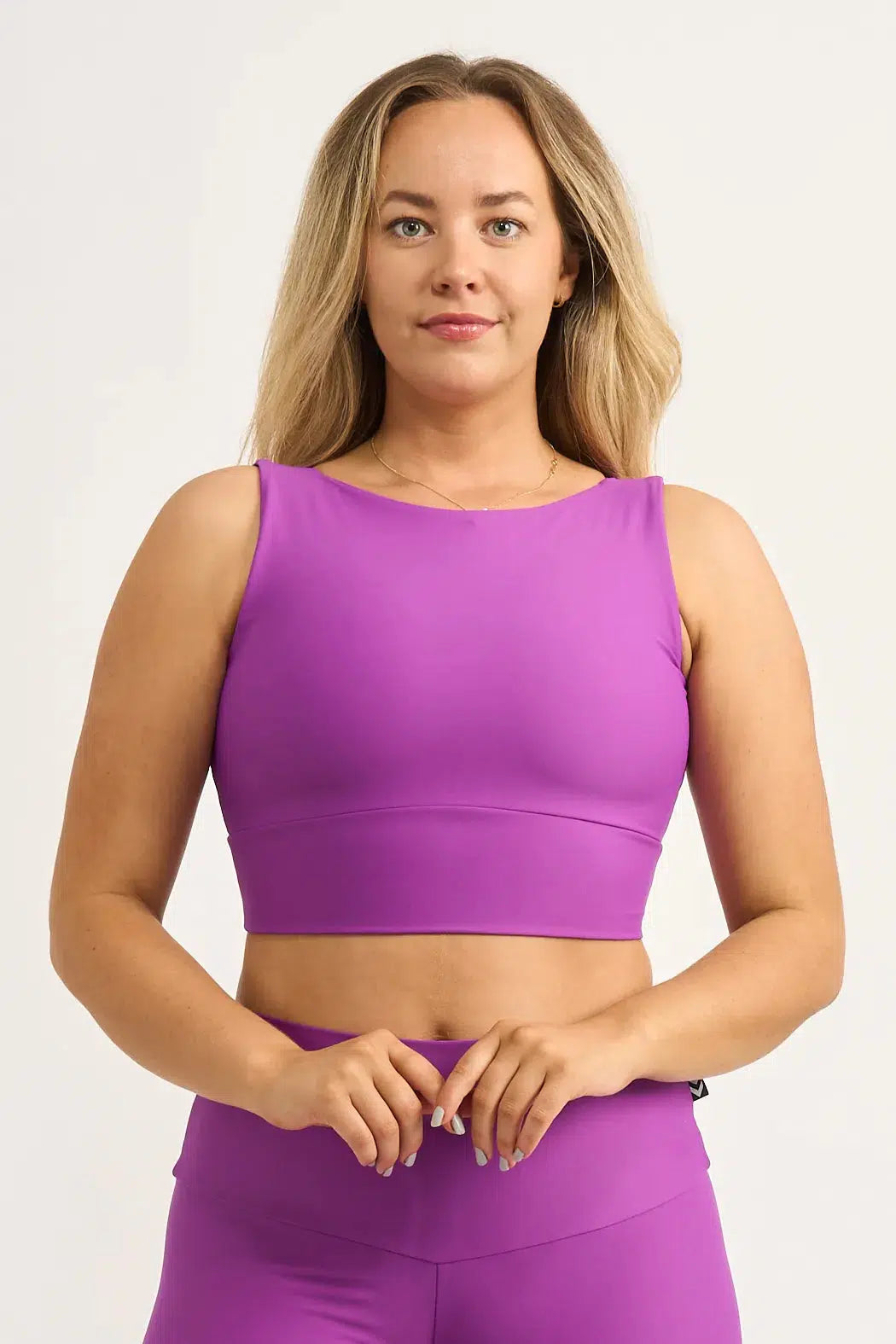 Performance Reversible Comfort Crop Top - Purple-Activewear-Exoticathletica