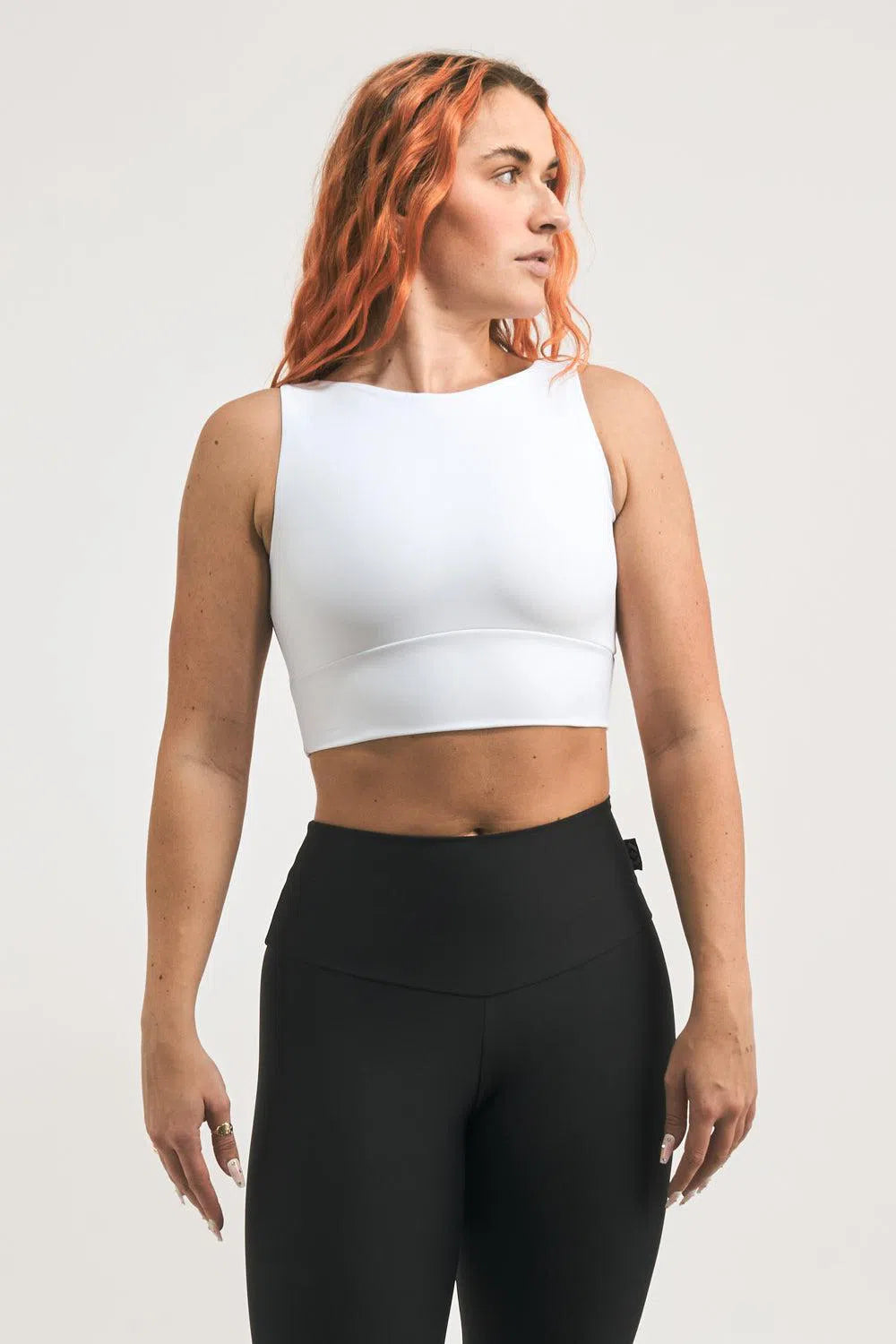 Performance Reversible Comfort Crop Top - White-Activewear-Exoticathletica