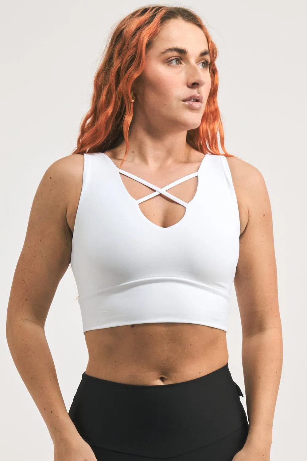 Performance Reversible Comfort Crop Top - White-Activewear-Exoticathletica