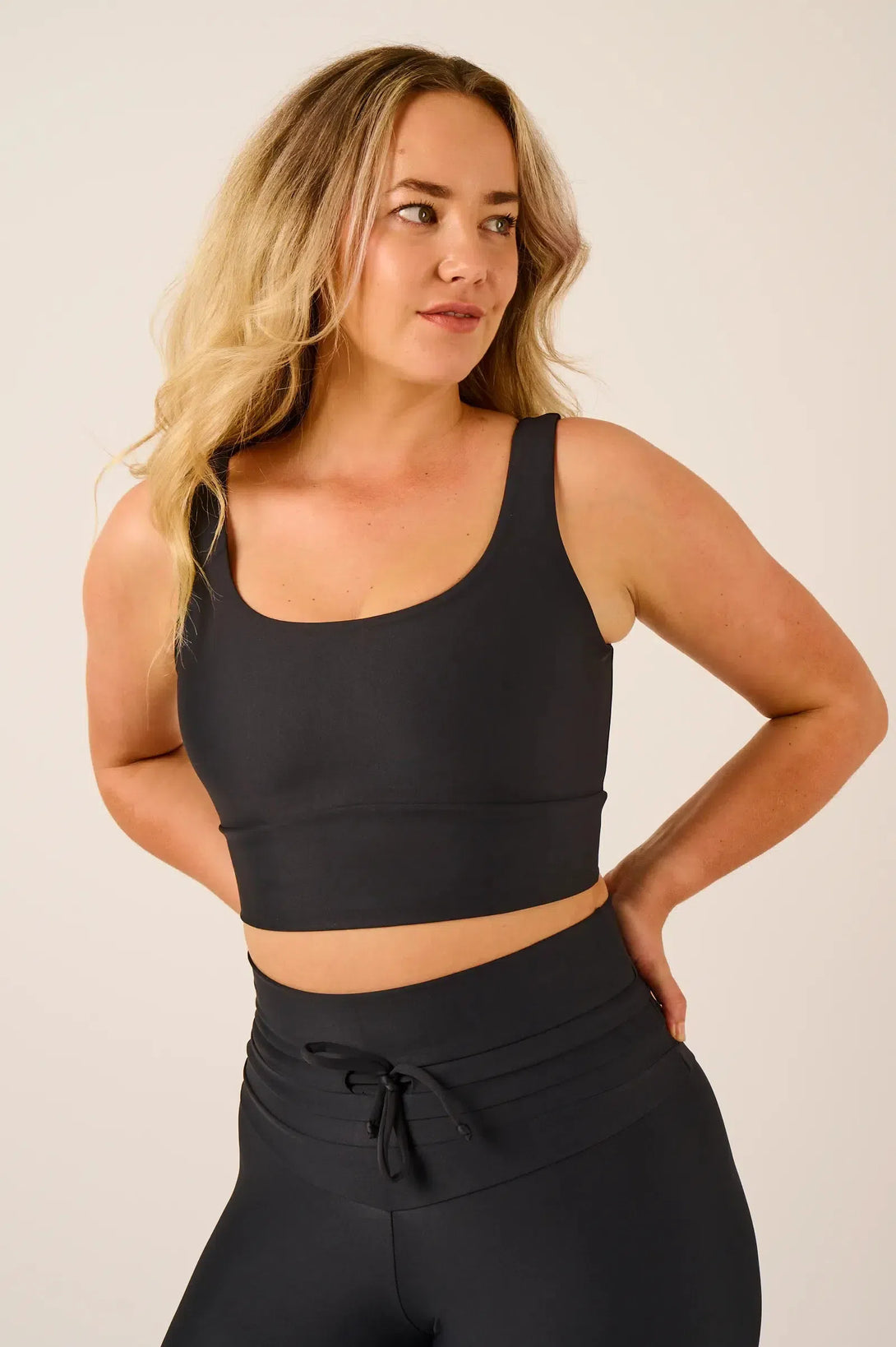 Performance Scoop Neck Comfort Crop Top - Black-Activewear-Exoticathletica