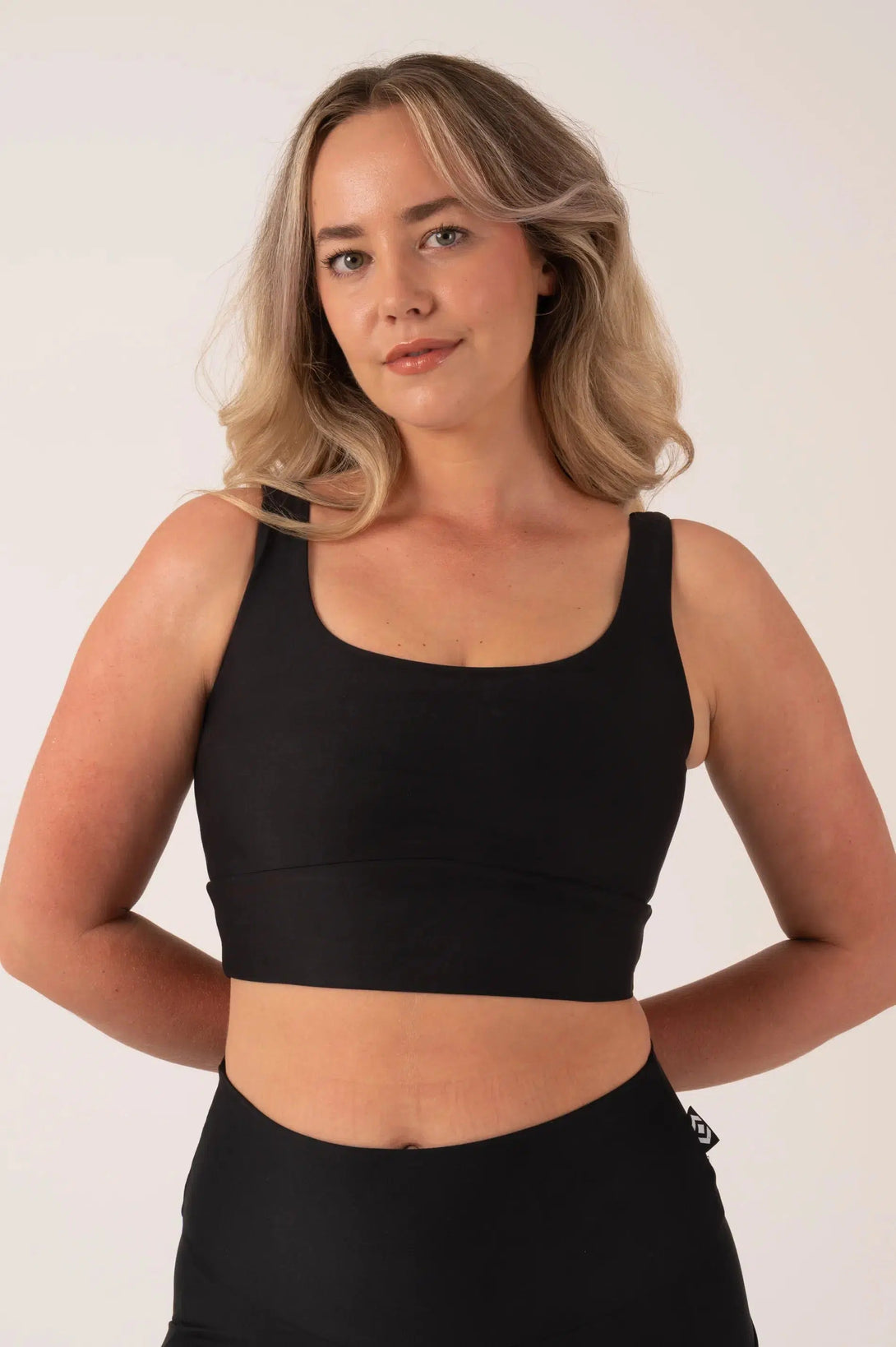 Performance Scoop Neck Comfort Crop Top - Black-Activewear-Exoticathletica