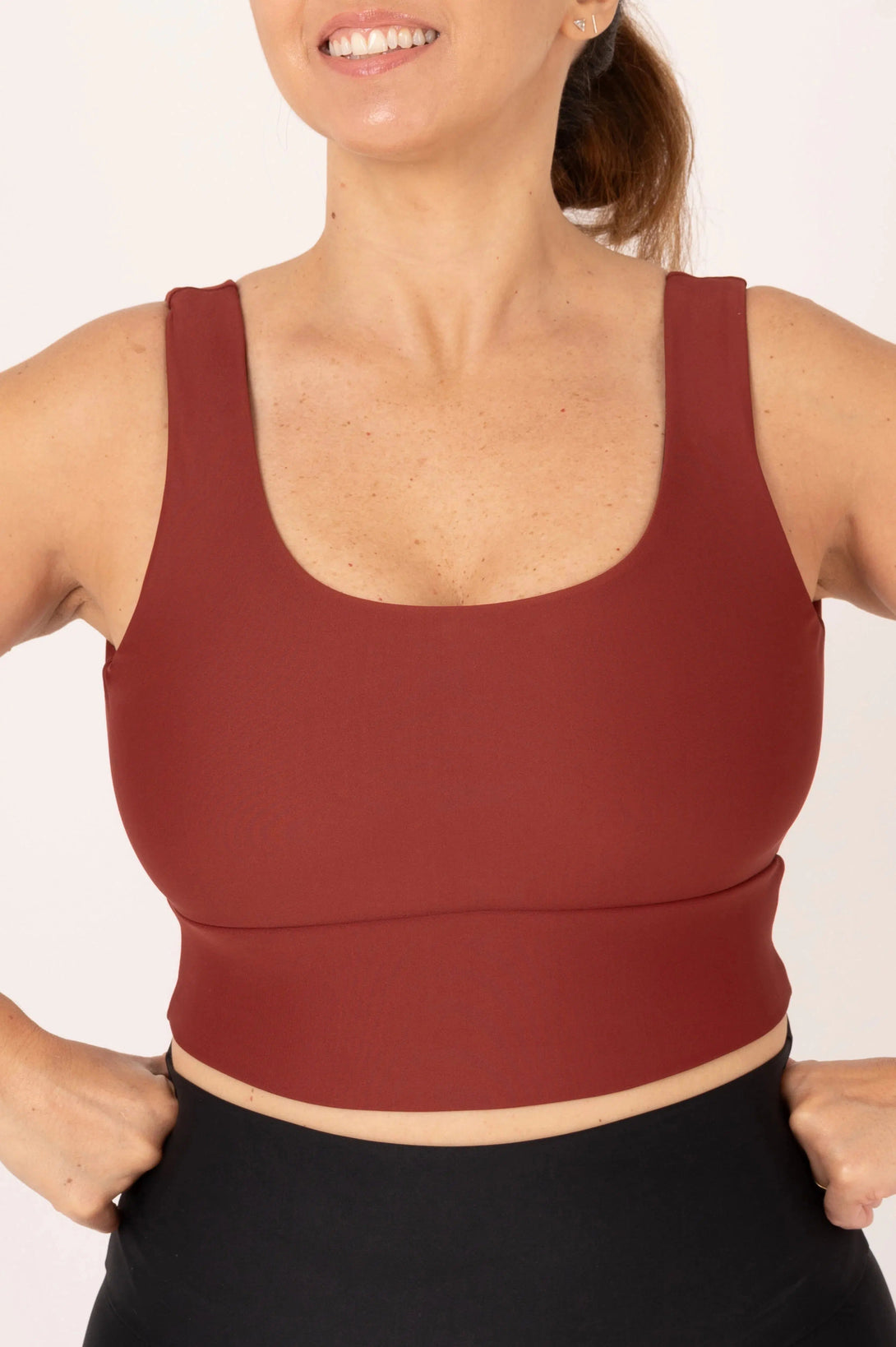 Performance Scoop Neck Comfort Crop Top - Burnt Copper-Activewear-Exoticathletica