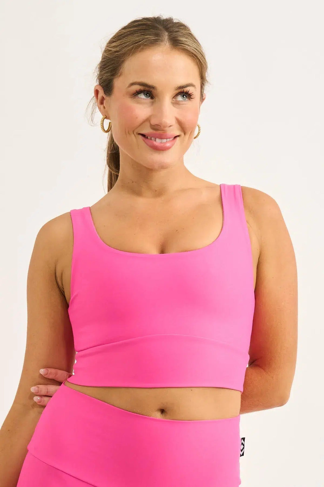 Performance Scoop Neck Comfort Crop Top - Candy Pink-Activewear-Exoticathletica