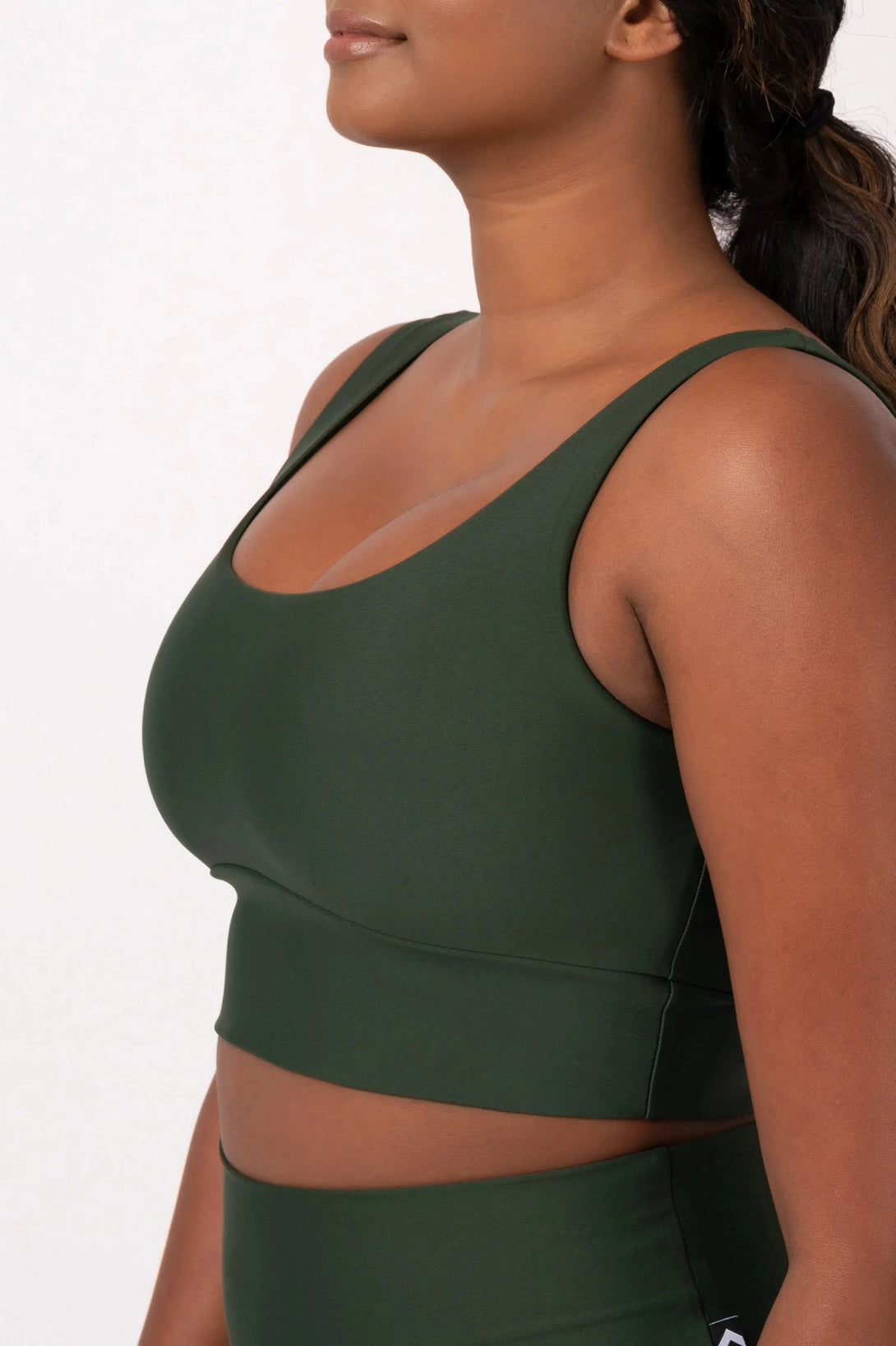 Performance Scoop Neck Comfort Crop Top - Dark Emerald-Activewear-Exoticathletica