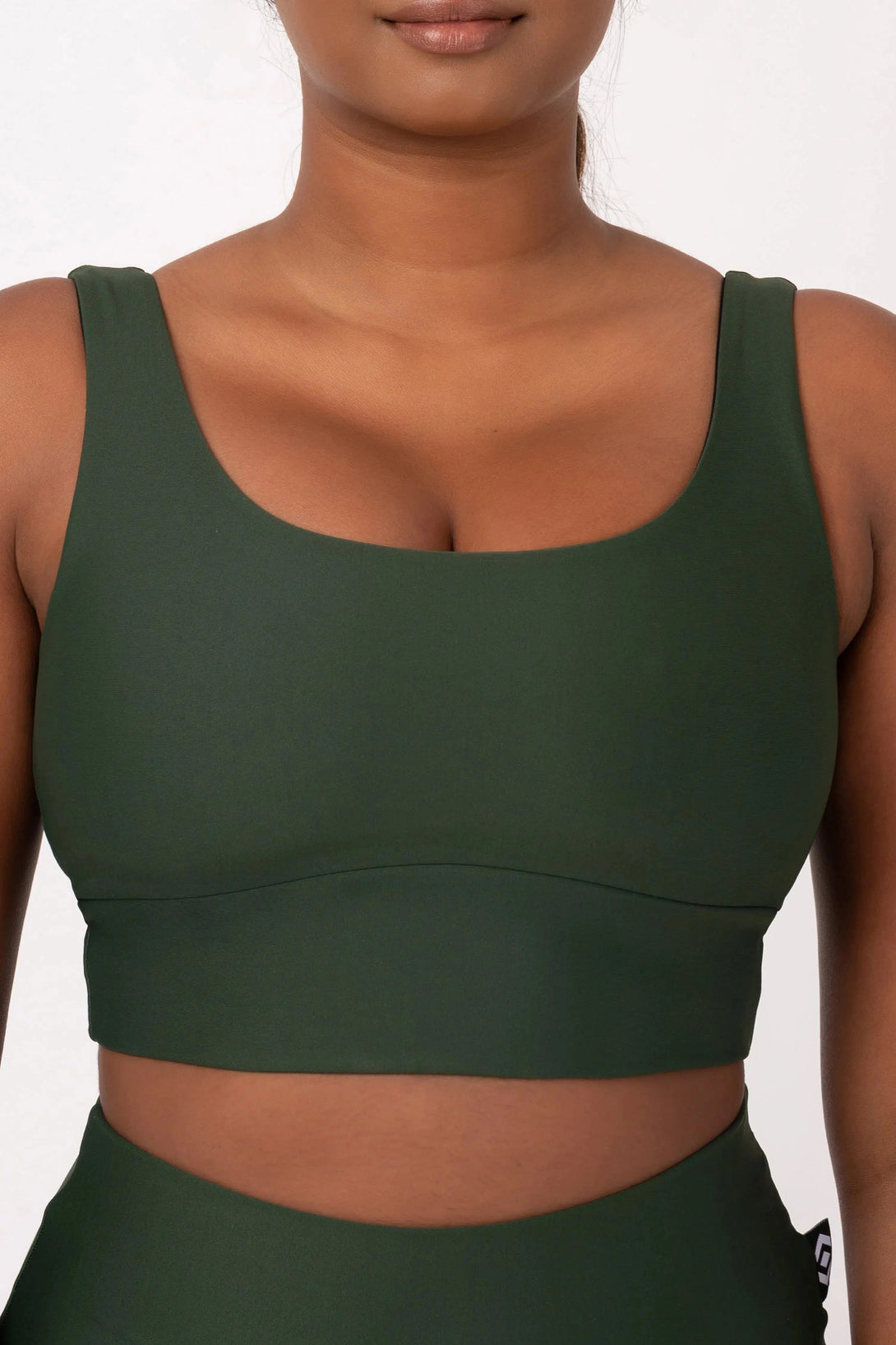 Performance Scoop Neck Comfort Crop Top - Dark Emerald-Activewear-Exoticathletica