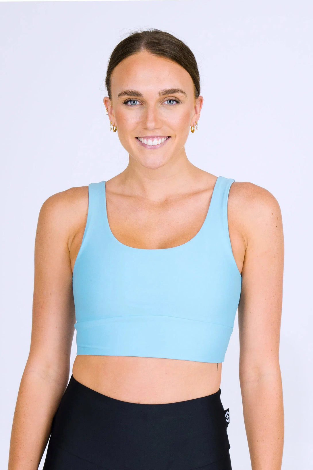 Performance Scoop Neck Comfort Crop Top - Dusty Pale Blue-Activewear-Exoticathletica