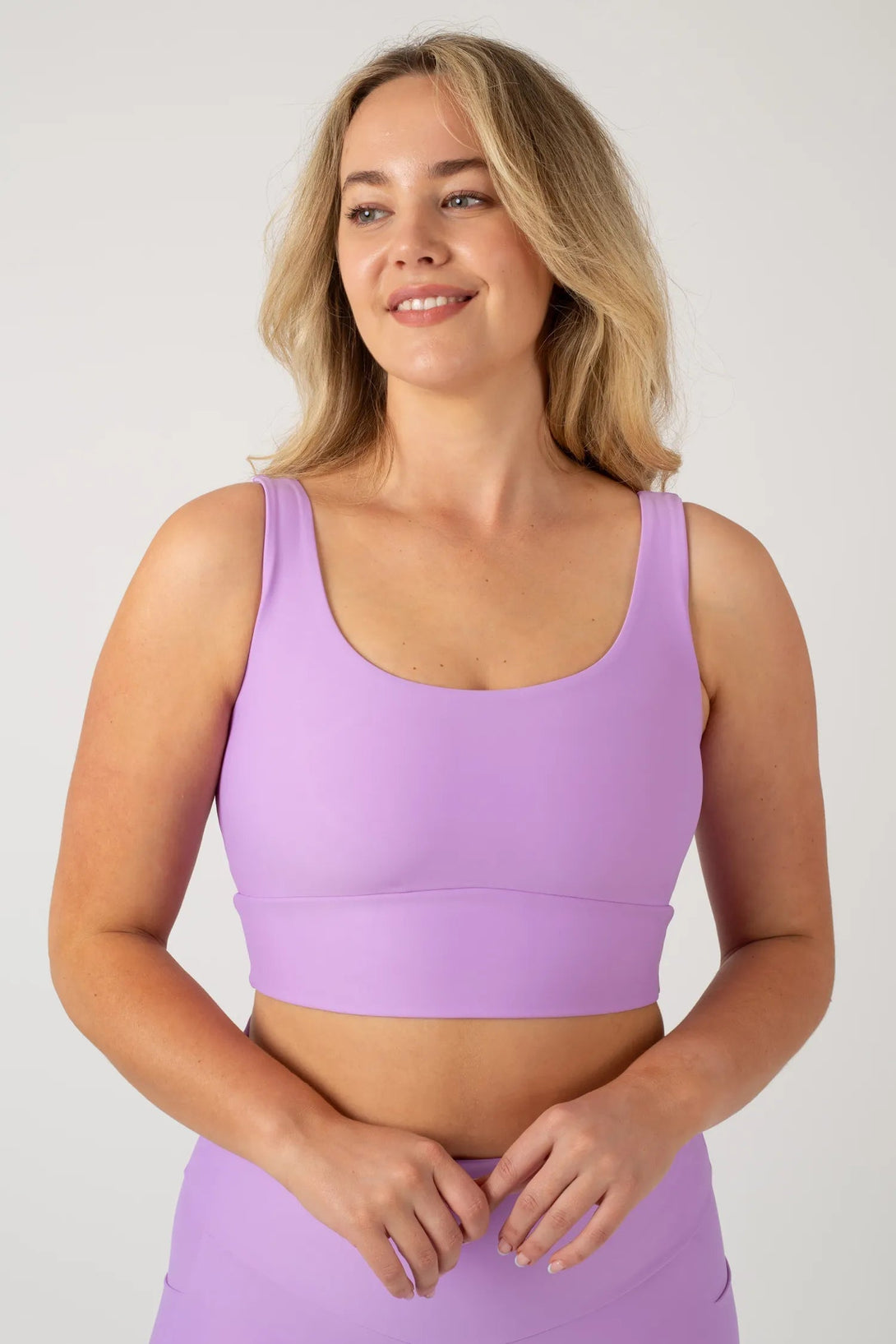 Performance Scoop Neck Comfort Crop Top - Lilac-Activewear-Exoticathletica