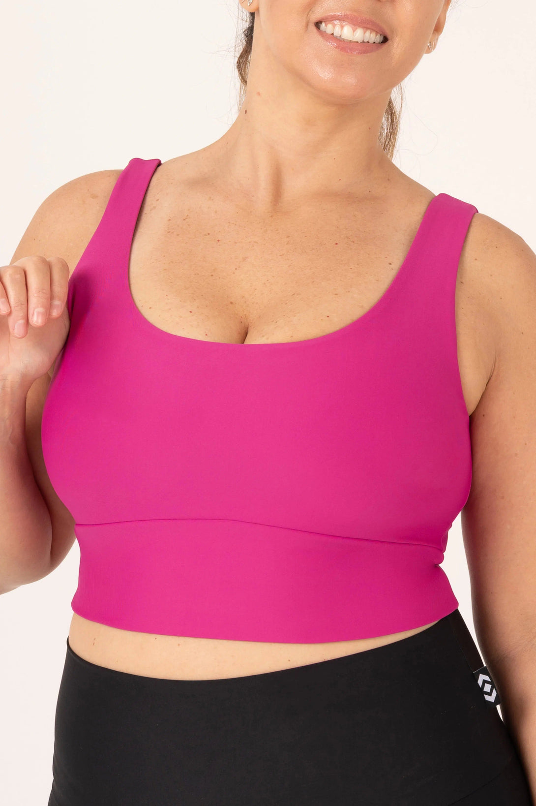 Performance Scoop Neck Comfort Crop Top - Magenta-Activewear-Exoticathletica