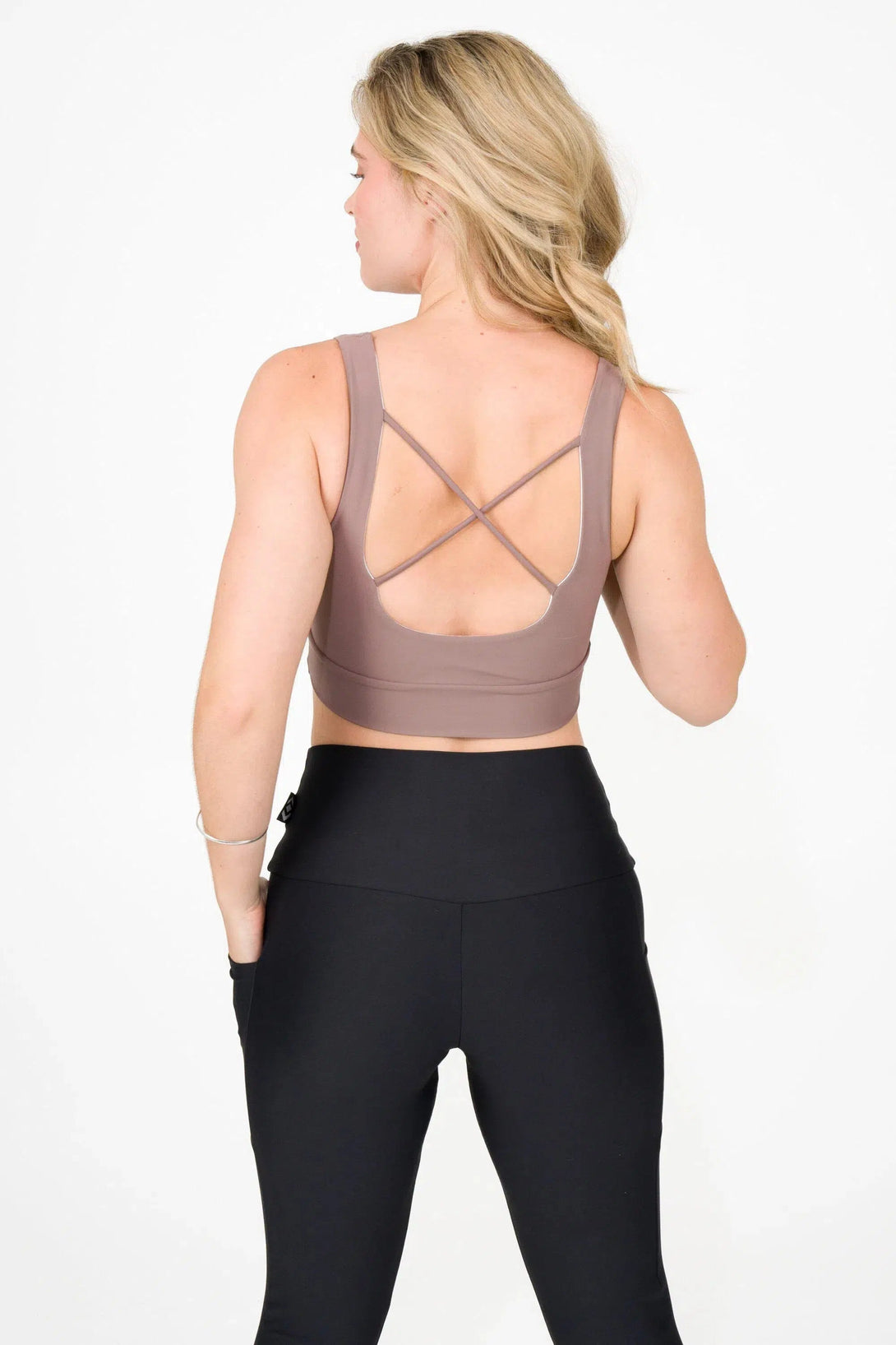 Performance Scoop Neck Comfort Crop Top - Mocha-Activewear-Exoticathletica