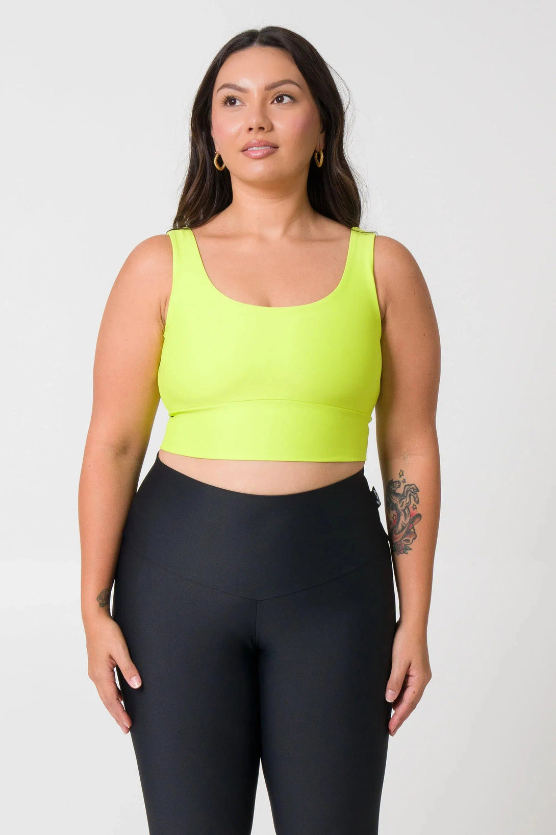 Performance Scoop Neck Comfort Crop Top - Neon Yellow-Activewear-Exoticathletica