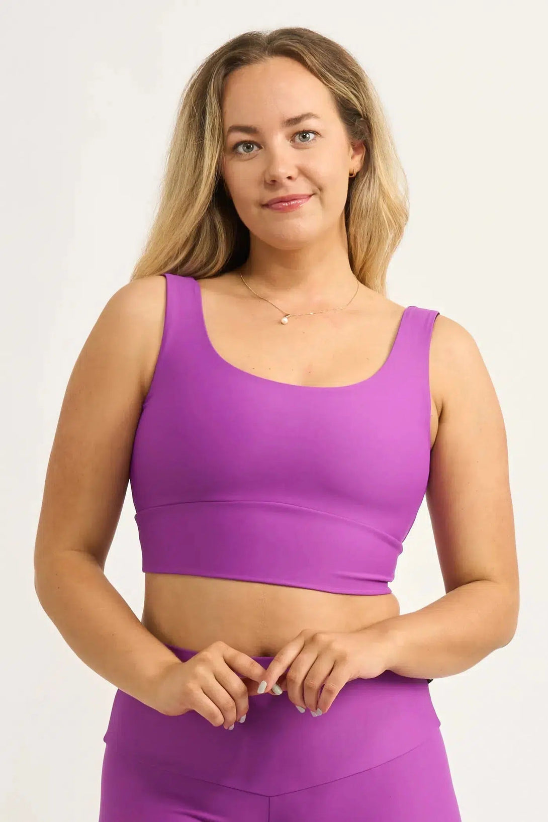 Performance Scoop Neck Comfort Crop Top - Purple-Activewear-Exoticathletica