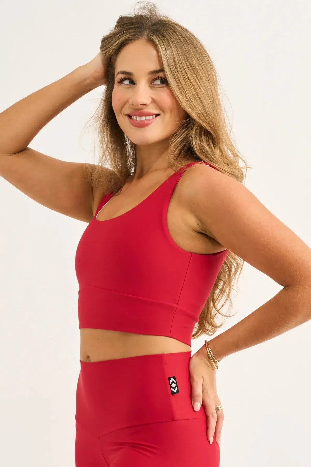 Performance Scoop Neck Comfort Crop Top - Red-Activewear-Exoticathletica