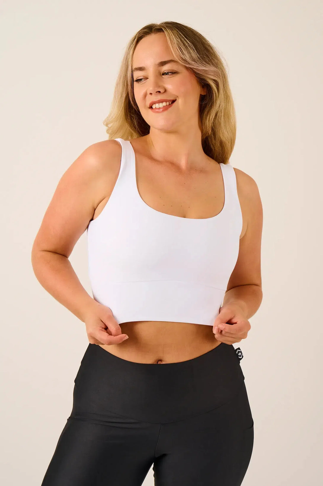 Performance Scoop Neck Comfort Crop Top - White-Activewear-Exoticathletica