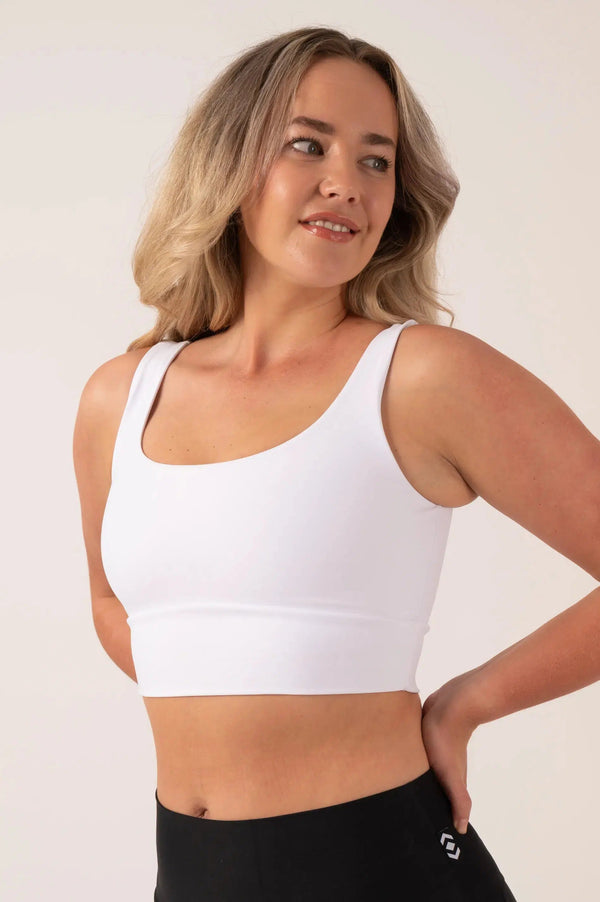 Performance Scoop Neck Comfort Crop Top - White-Activewear-Exoticathletica