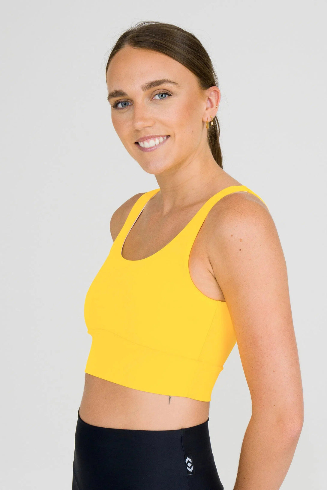 Performance Scoop Neck Comfort Crop Top - Yellow-Activewear-Exoticathletica