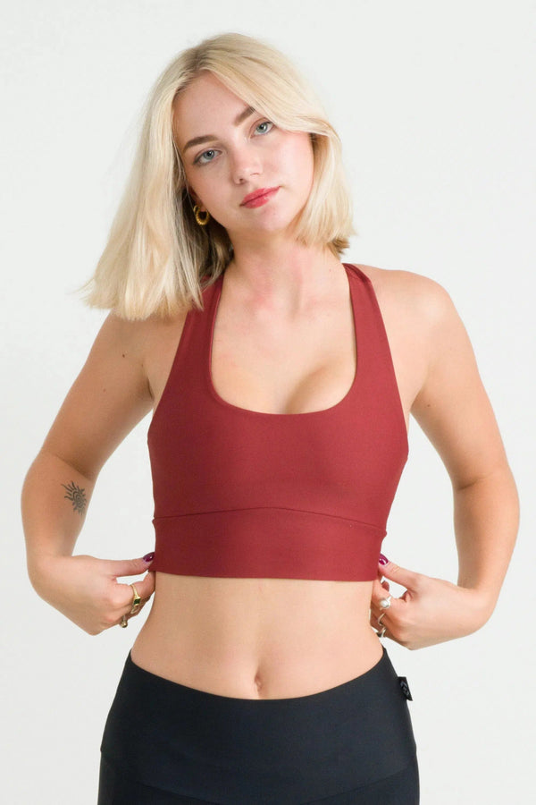 Performance T Back Comfort Crop Top - Burnt Copper-Activewear-Exoticathletica