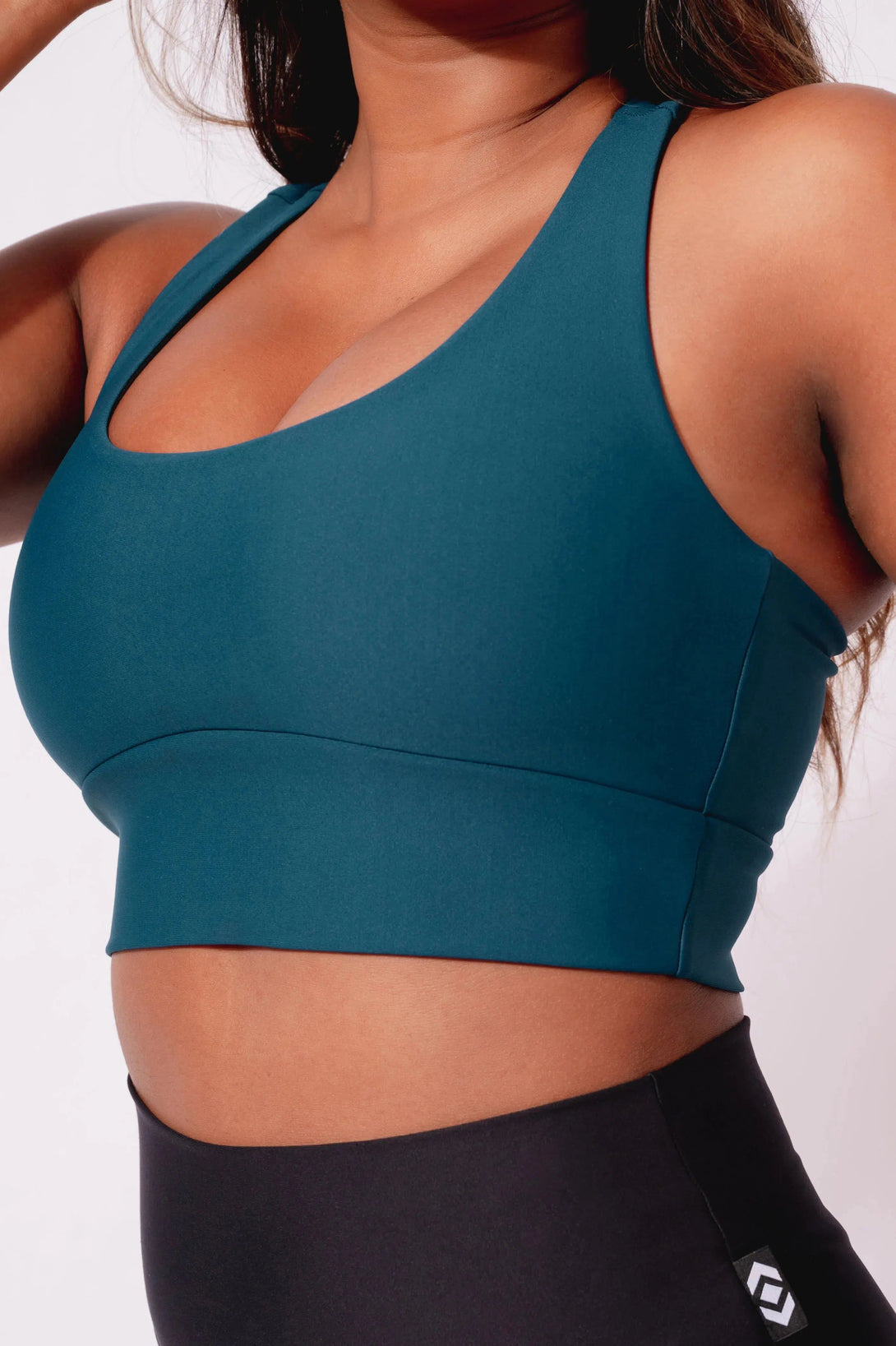 Performance T Back Comfort Crop Top - Dark Teal-Activewear-Exoticathletica