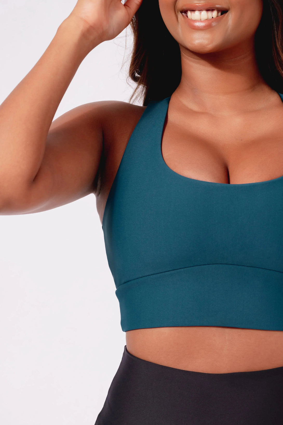 Performance T Back Comfort Crop Top - Dark Teal-Activewear-Exoticathletica