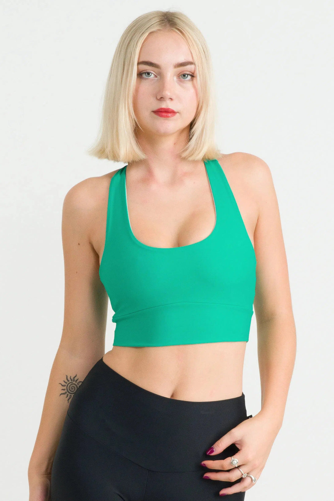 Performance T Back Comfort Crop Top - Jade-Activewear-Exoticathletica