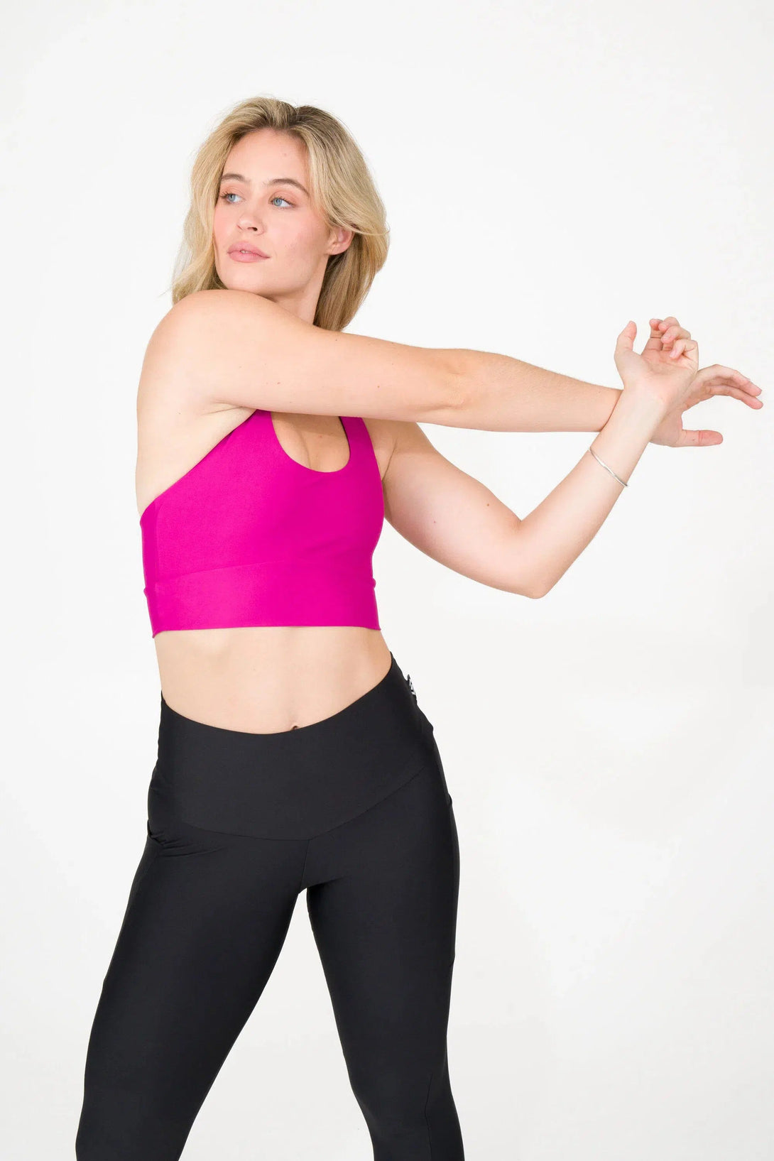 Performance T Back Comfort Crop Top - Magenta-Activewear-Exoticathletica