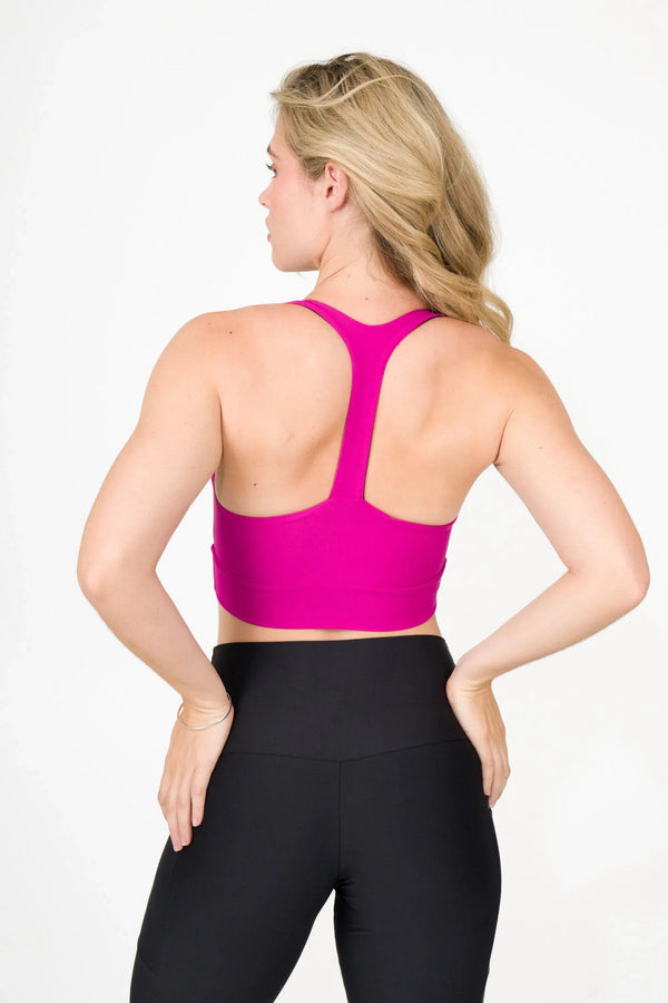 Performance T Back Comfort Crop Top - Magenta-Activewear-Exoticathletica