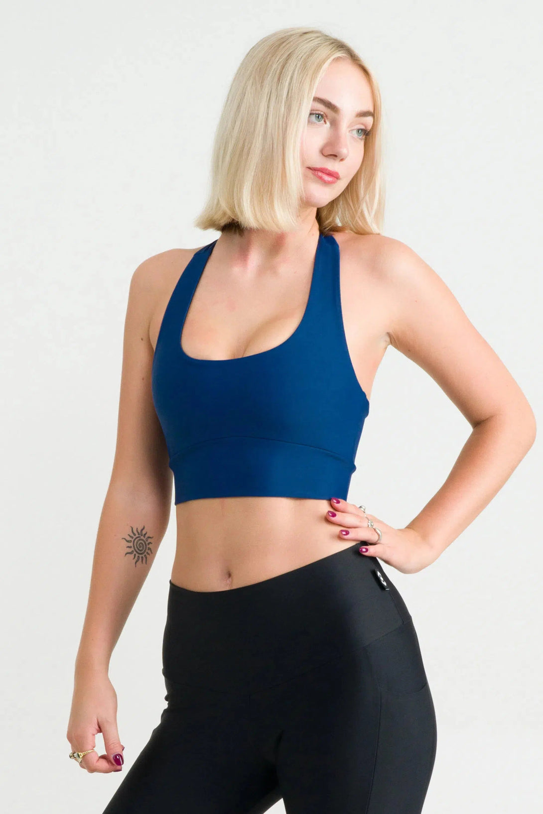 Performance T Back Comfort Crop Top - Navy-Activewear-Exoticathletica