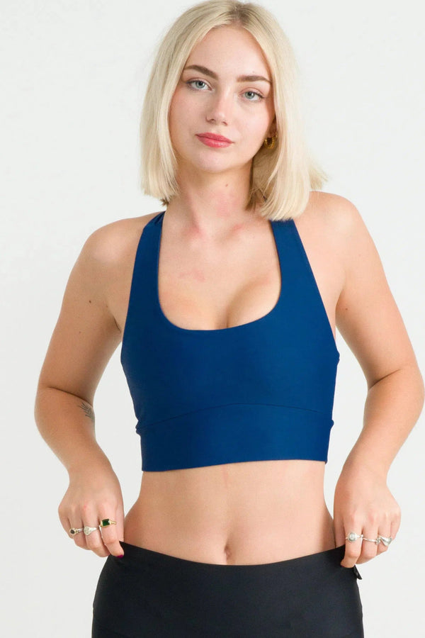 Performance T Back Comfort Crop Top - Navy-Activewear-Exoticathletica